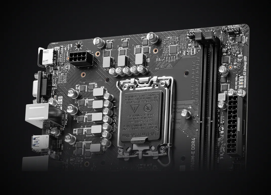 Socket LGA 1700 y ranuras DDR4 de la MSI PRO B760M-E DDR4