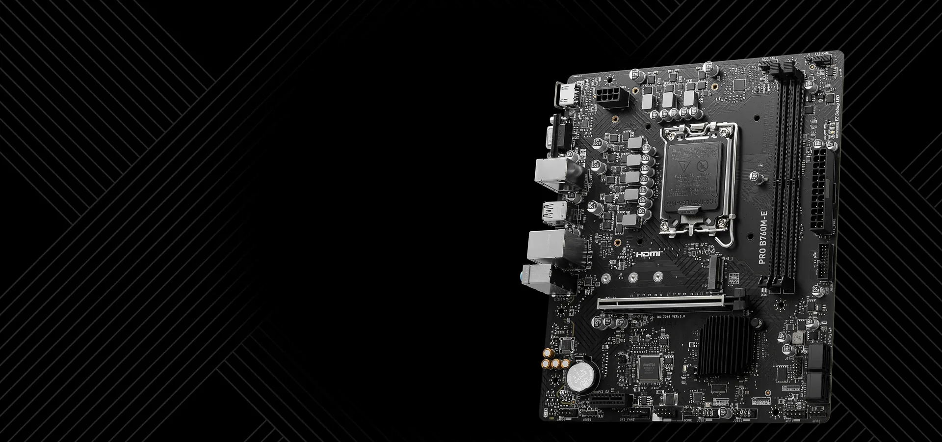 Motherboard MSI PRO B760M-E DDR5 micro-ATX negra para Intel LGA 1700