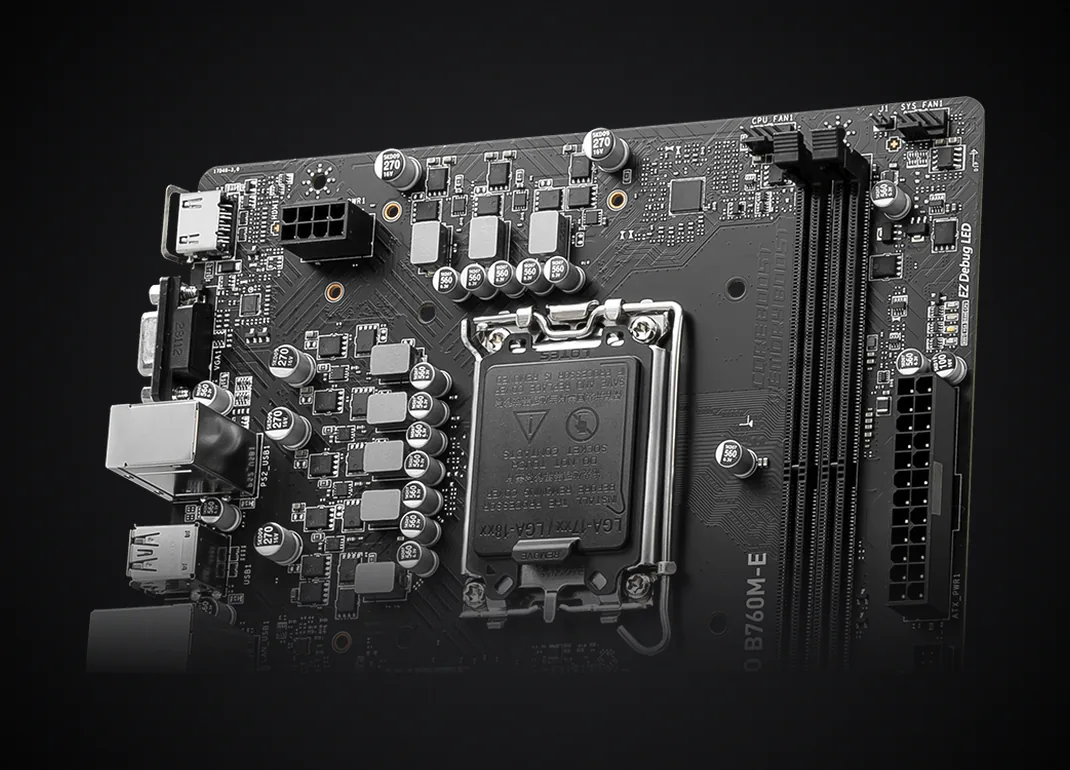 Socket LGA 1700 y ranuras DDR5 de la MSI PRO B760M-E