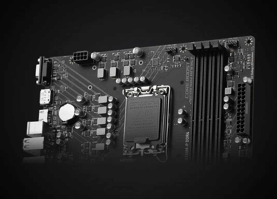 Socket LGA 1700 y ranuras DDR4 de la MSI PRO B760M-P DDR4