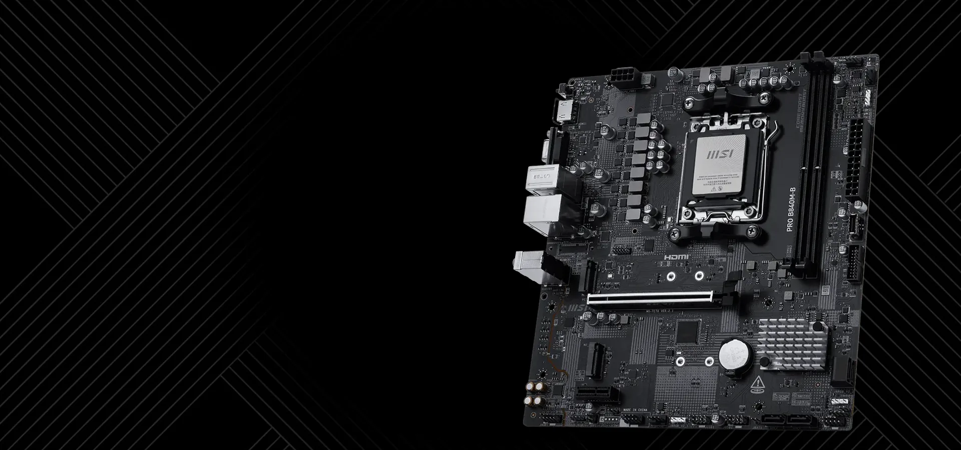 Motherboard MSI PRO B840M-B micro-ATX negra para AMD AM5