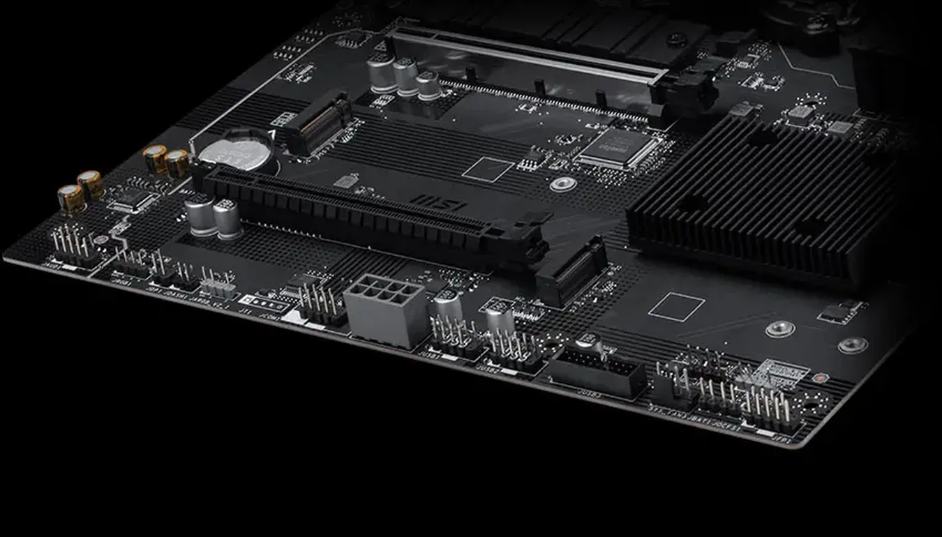 Ranuras M.2 y PCIe de la MSI PRO B850-S EVO WIFI