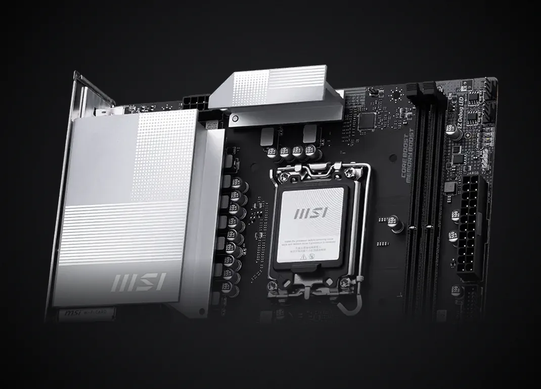 Disipadores de los VRM y socket LGA 1851 de la MSI PRO H810M-B WIFI6E