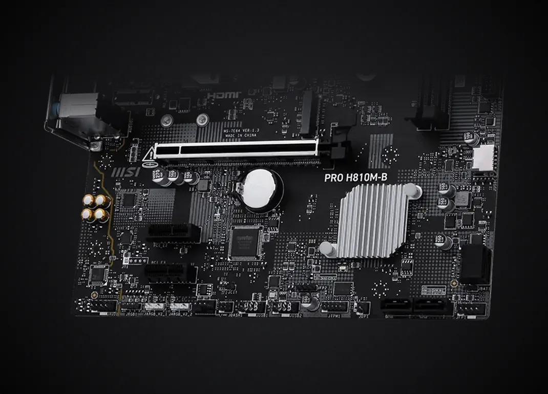 Ranuras PCIe y M.2 de la MSI PRO H810M-B