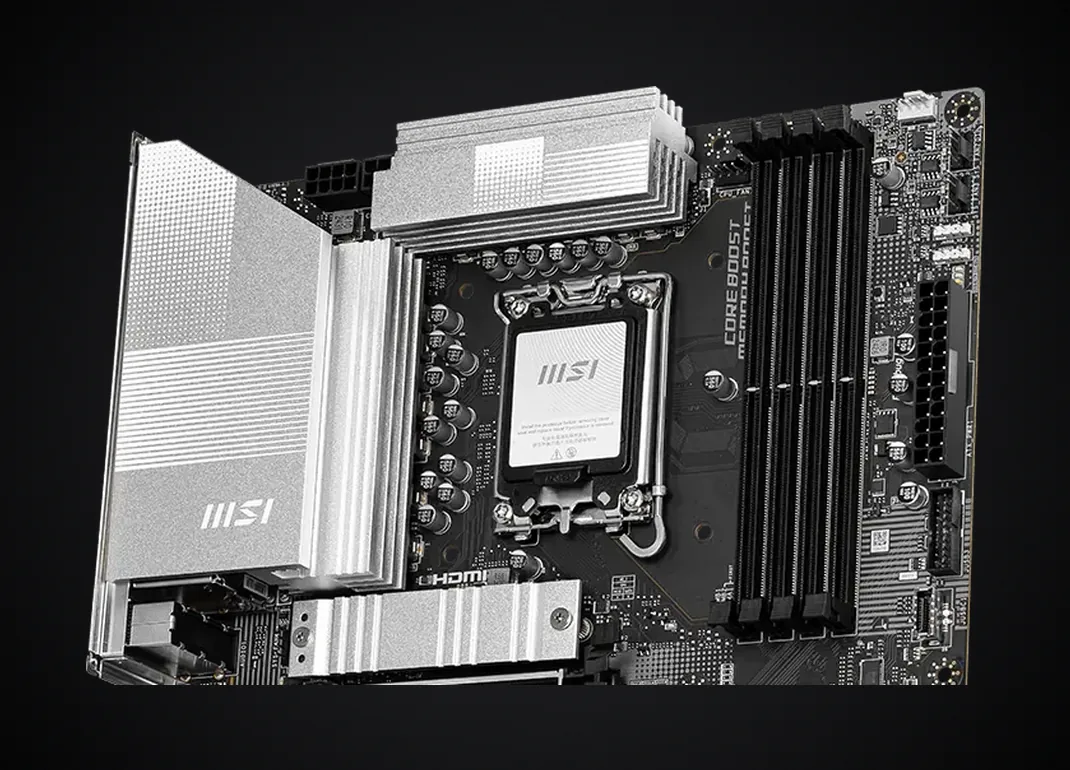 Disipadores de los VRM y M.2 Shield Frozr de la MSI PRO Z890-S WIFI