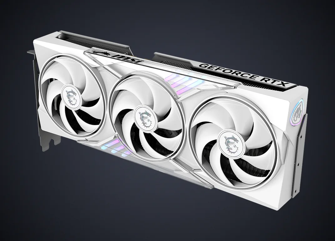 MSI RTX 5060 Ti GAMING TRIO WHITE de frente