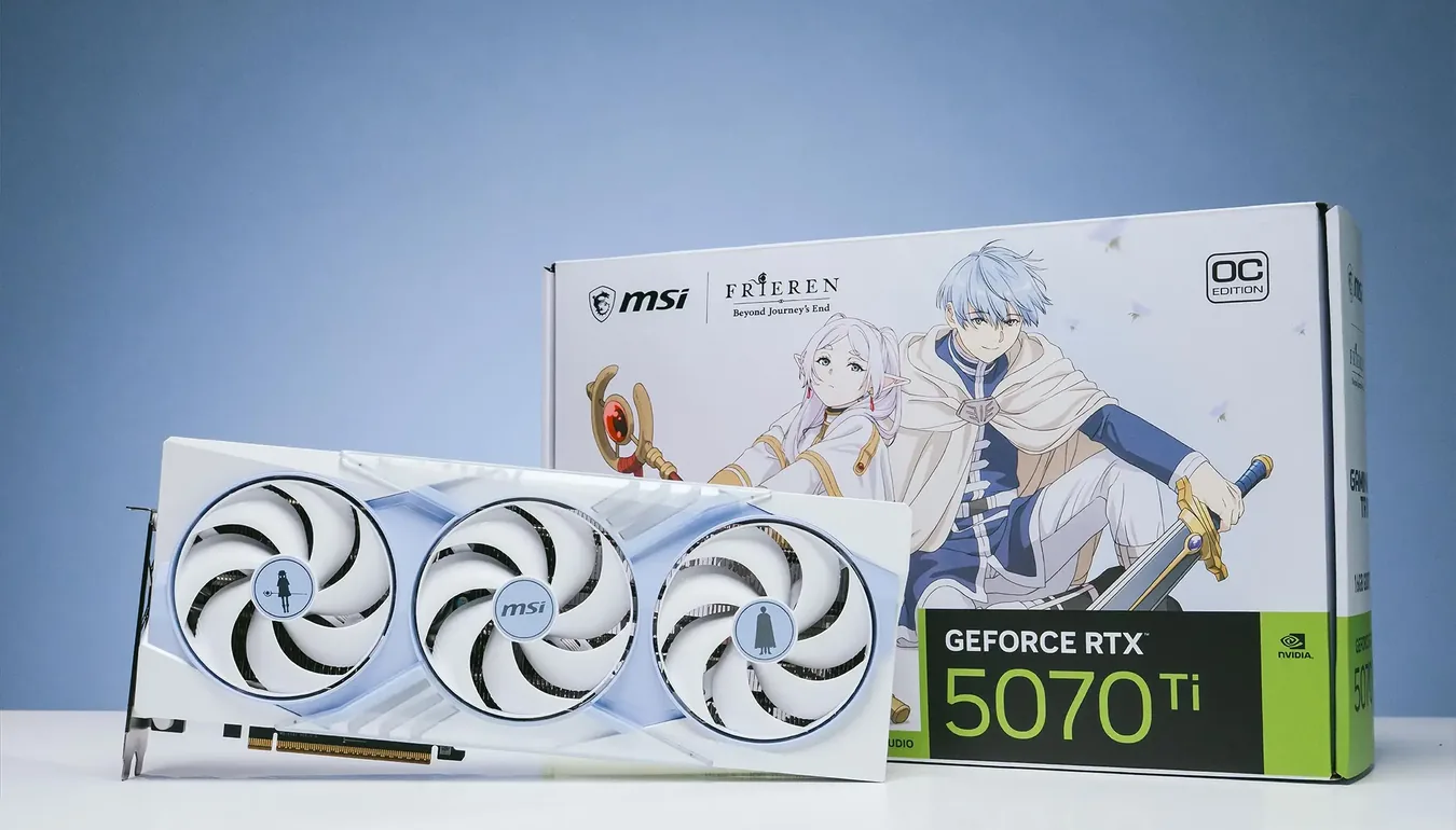 MSI RTX 5070 Ti Frieren Edition junto a su caja