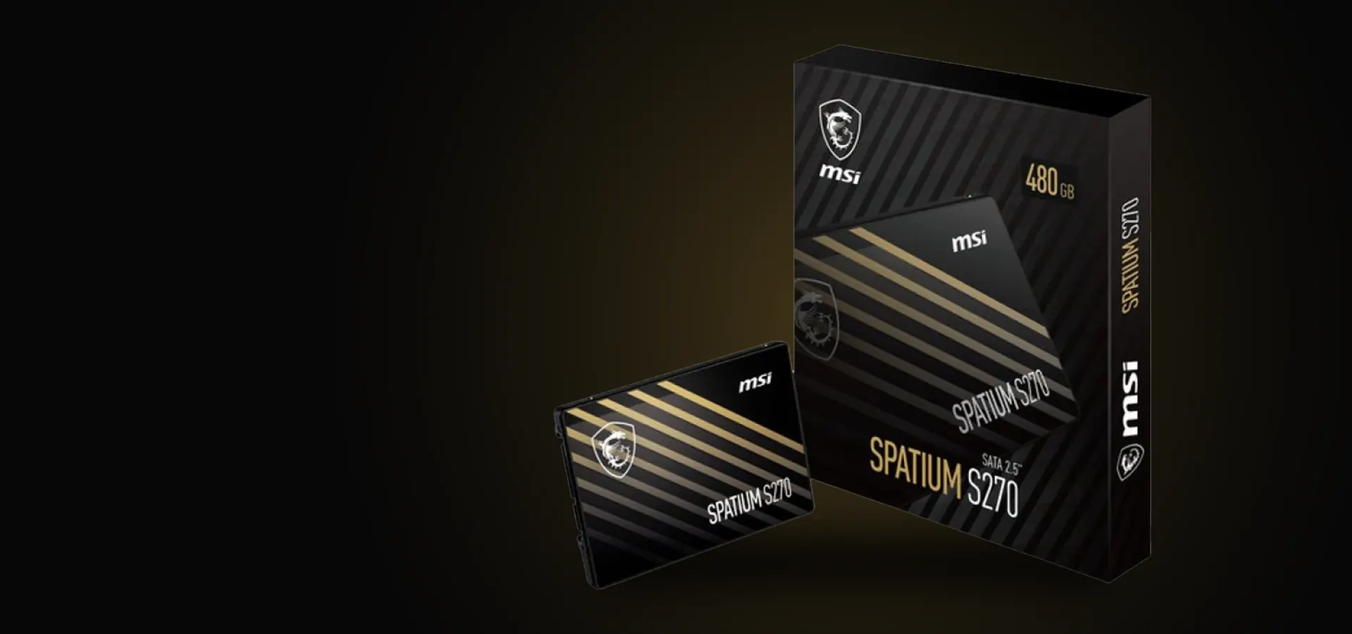 SSD MSI SPATIUM S270 SATA de 2,5 pulgadas y 480 GB con su estuche