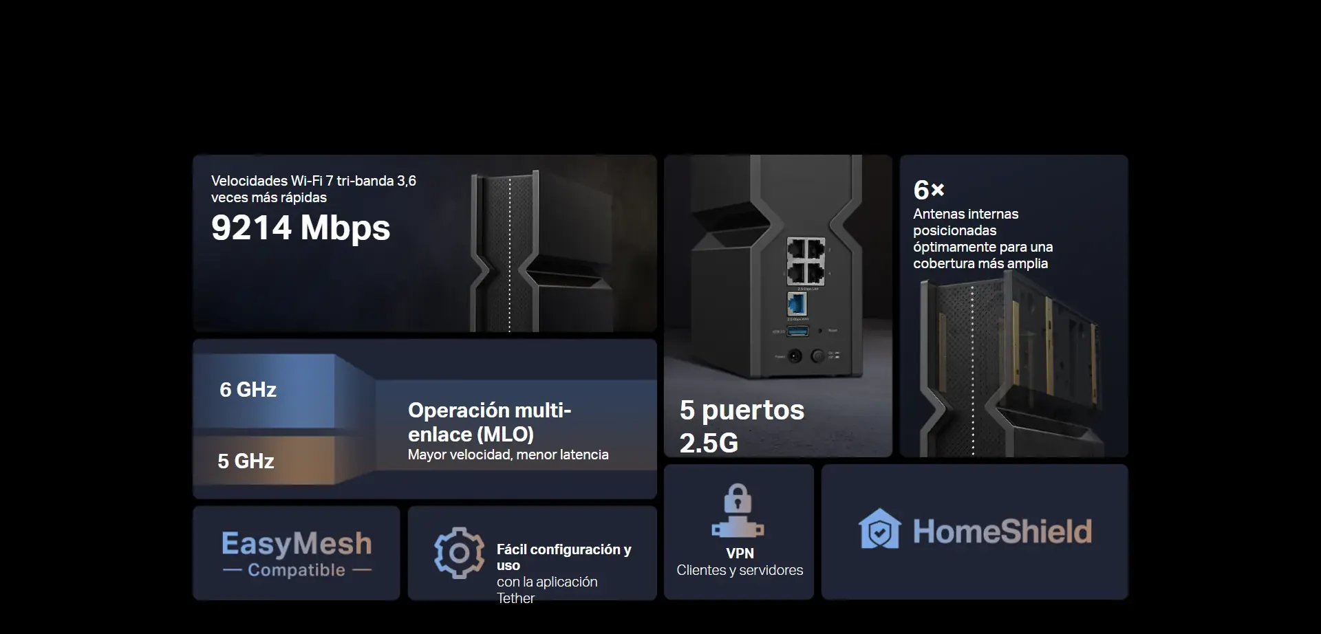 Wi-Fi 7 tribanda de hasta 9.214 Mbps