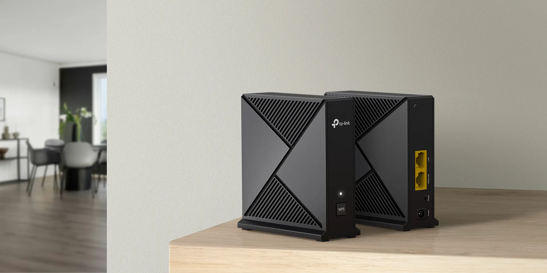 Sistema Wi-Fi mesh TP-Link HX521 AX3000 Wi-Fi 6: dos unidades sobre un mueble