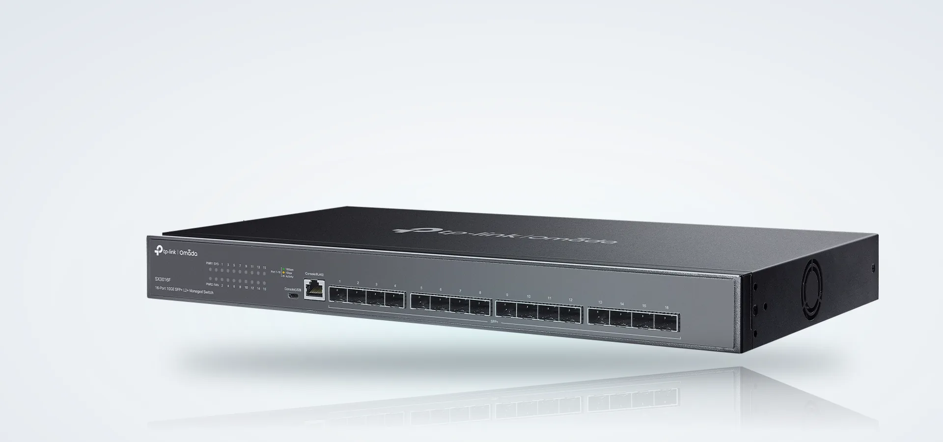 Switch Omada SX3016F L2+ administrable de 16 ranuras SFP+ de 10G