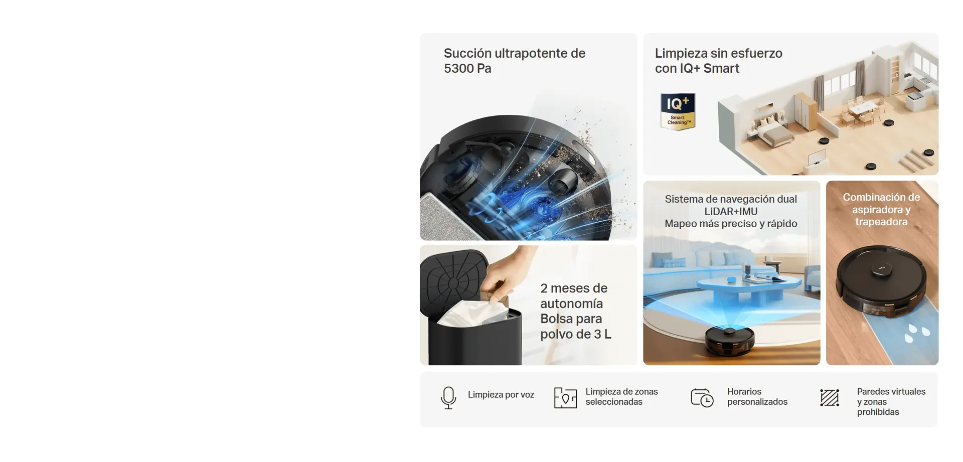 Aspiradora, trapeadora y base de vaciado automático