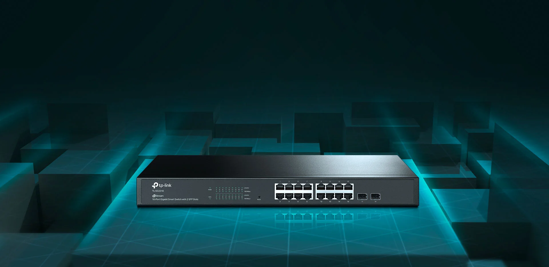 Switch inteligente TP-Link Omada TL-SG2218 de 16 puertos Gigabit con 2 ranuras SFP