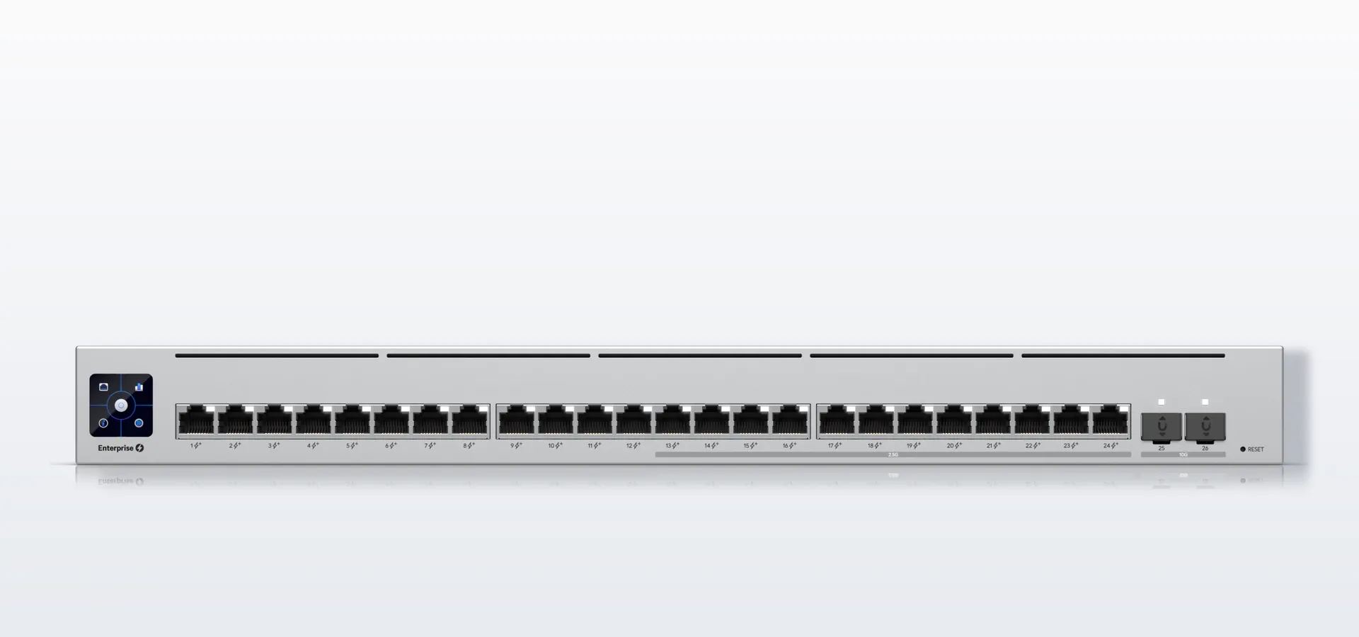 12 puertos de 2,5 GbE y 12 de 1 GbE, todos con PoE+